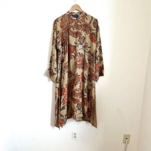 Ralph Lauren Collection Paisley Floral Silk Duster Kaftan Sz M Long Line Dress